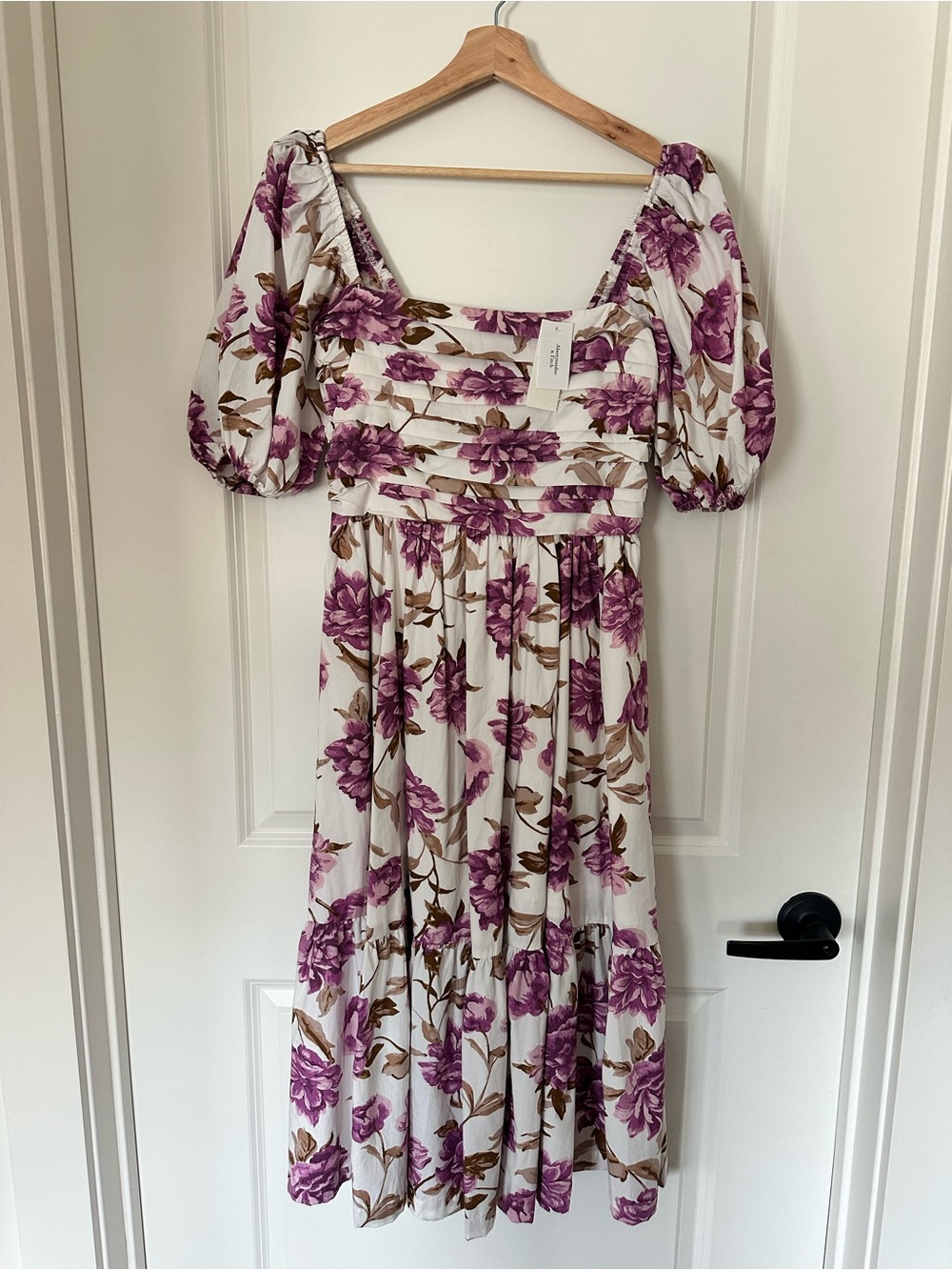 Abercrombie & Fitch Emerson Poplin Puff Sleeve Midi Dress